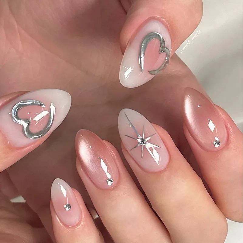 24Pcs Mid-length Almond False Nails Pink Smudge Cat's Eye Press on Fake Nails Rhinestone Heart Detachable Full Cover Nails Tips
24Pcs Mid-length Almond False Nails Pink Smudge Cat's Eye Press on Fake Nails Rhinestone Heart Detachable Full Cover Nails Tips
