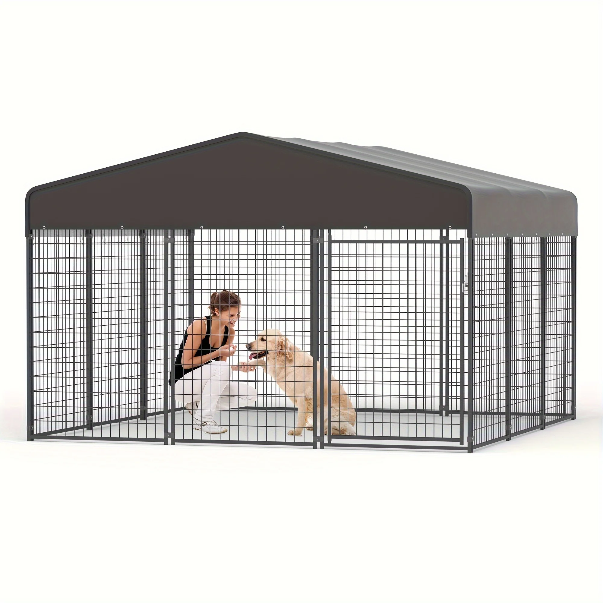 Dog Kennel, Heavy Duty Dog Cage Outside with Upgrade Secure Lock Dog Run Enclosure for Large Dogs Dog House with & UV-Resistant Roof Cover Dog Playpen Dog Fence for Farm
Dog Kennel, Heavy Duty Dog Cage Outside with Upgrade Secure Lock Dog Run Enclosure for Large Dogs Dog House with & UV-Resistant Roof Cover Dog Playpen Dog Fence for Farm