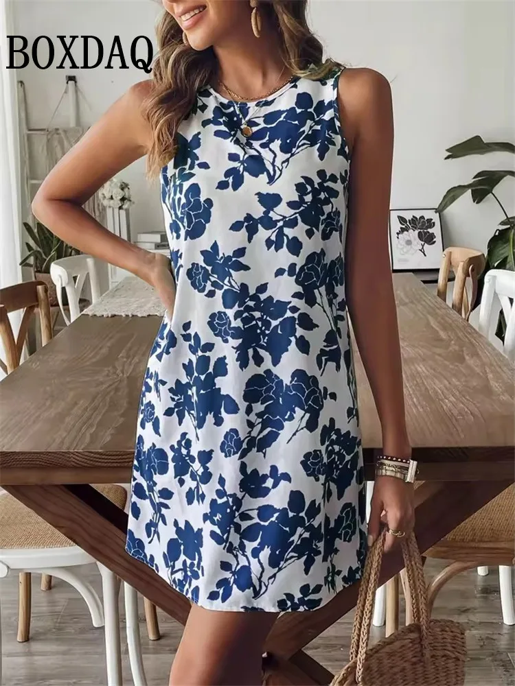 Summer Tank Beach Vacation Short Dress Women Loose Sundress Casual Flowers Print Sleeveless Dress Women's Retro Plus Size Dress
Summer Tank Beach Vacation Short Dress Women Loose Sundress Casual Flowers Print Sleeveless Dress Women's Retro Plus Size Dress