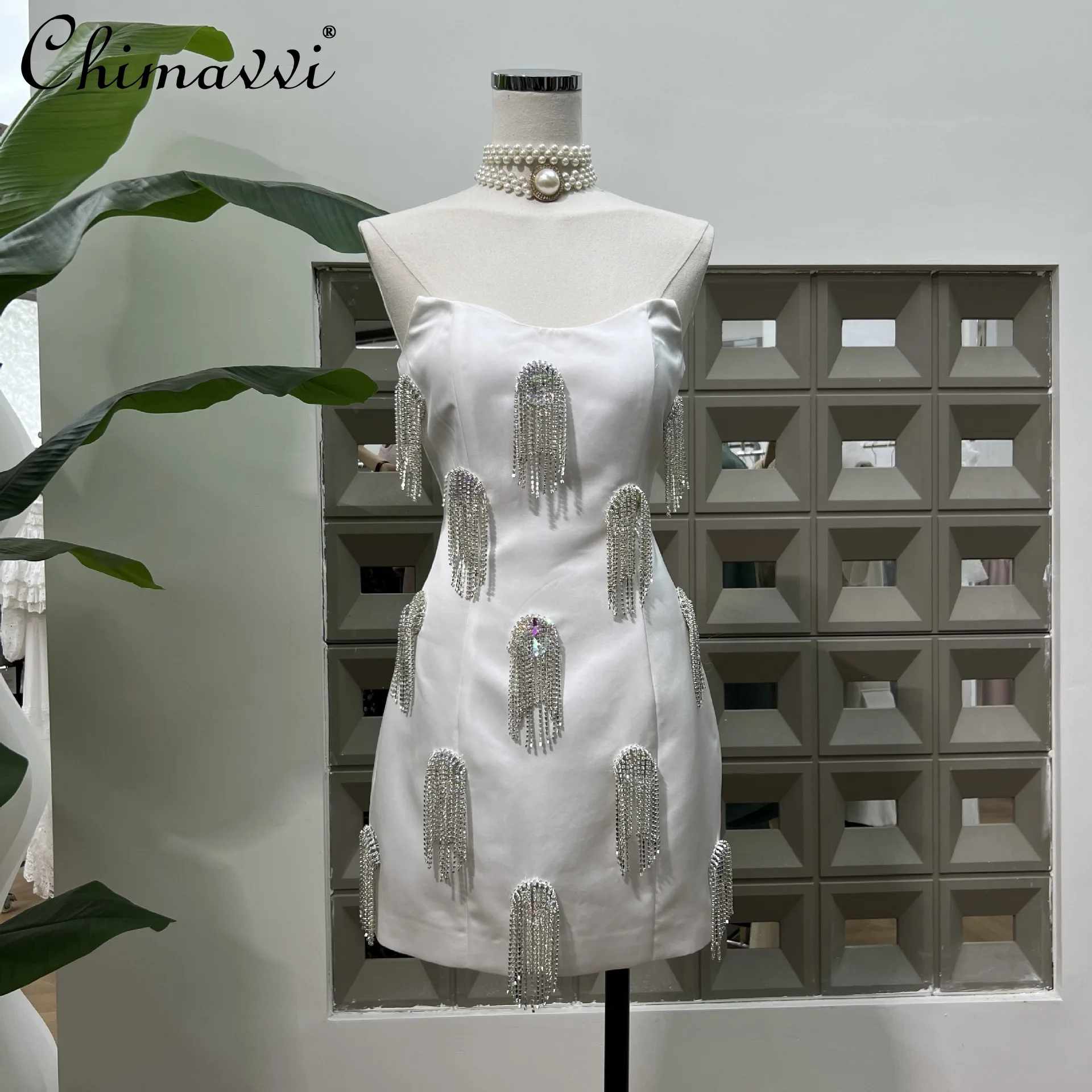 French Elegant Socialite Birthday Evening Dress Sleeveless Off-shoulder Diamond Tassel High Waist Strapless Dresses Women Summer
French Elegant Socialite Birthday Evening Dress Sleeveless Off-shoulder Diamond Tassel High Waist Strapless Dresses Women Summer