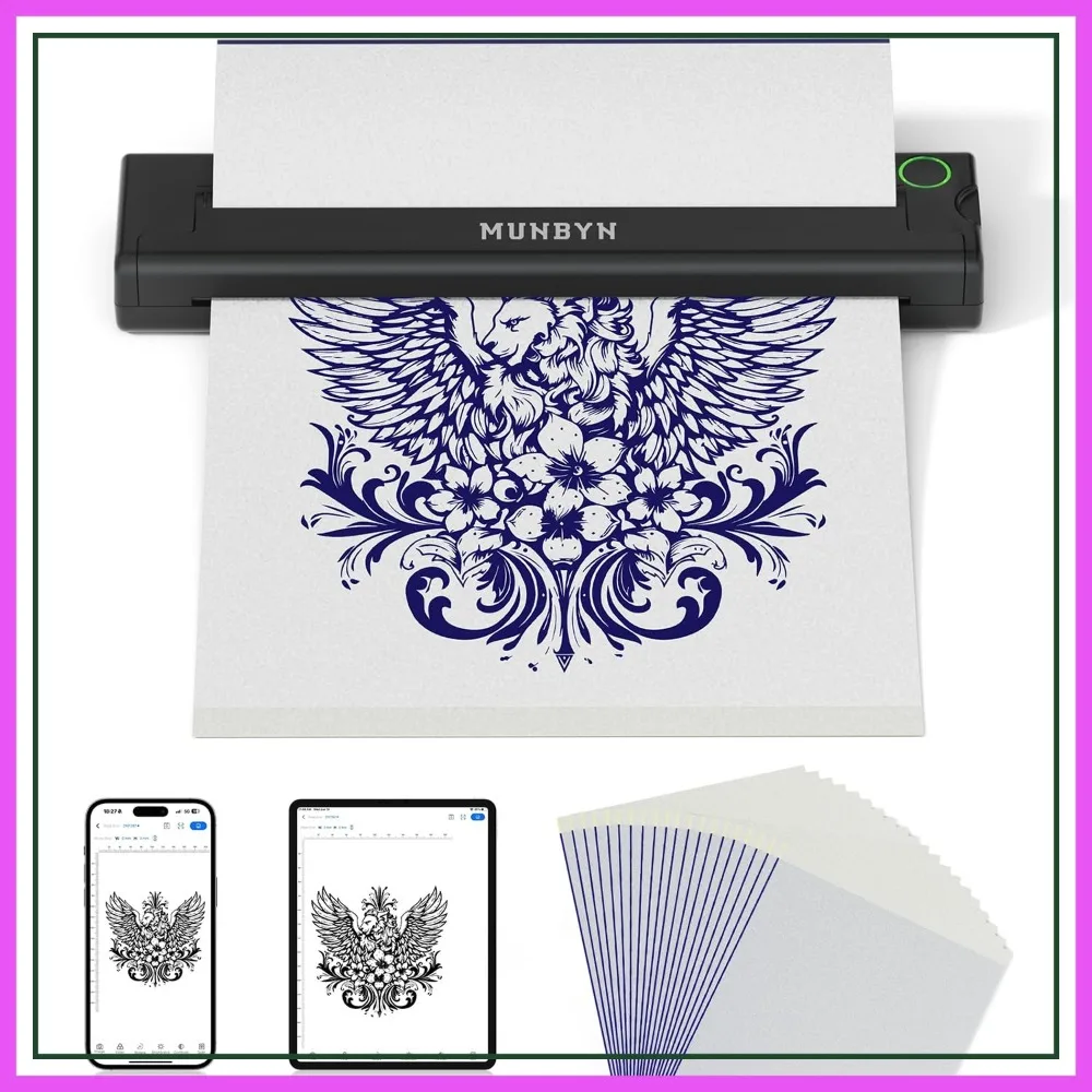 Wireless Tattoo Stencil Printer, Portable Thermal Printer for Tattoo Stencils, Compatible with iOS Android Phone Tablet PC, 203DPI High Quality, Includes 20 Transfer Papers
Wireless Tattoo Stencil Printer, Portable Thermal Printer for Tattoo Stencils, Compatible with iOS Android Phone Tablet PC, 203DPI High Quality, Includes 20 Transfer Papers