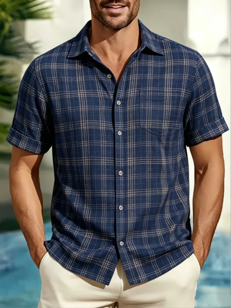 Men's Short Sleeve Plaid Shirt, Loose Comfort Casual Summer Button-Down Top, Breathable & Stylish
Men's Short Sleeve Plaid Shirt, Loose Comfort Casual Summer Button-Down Top, Breathable & Stylish