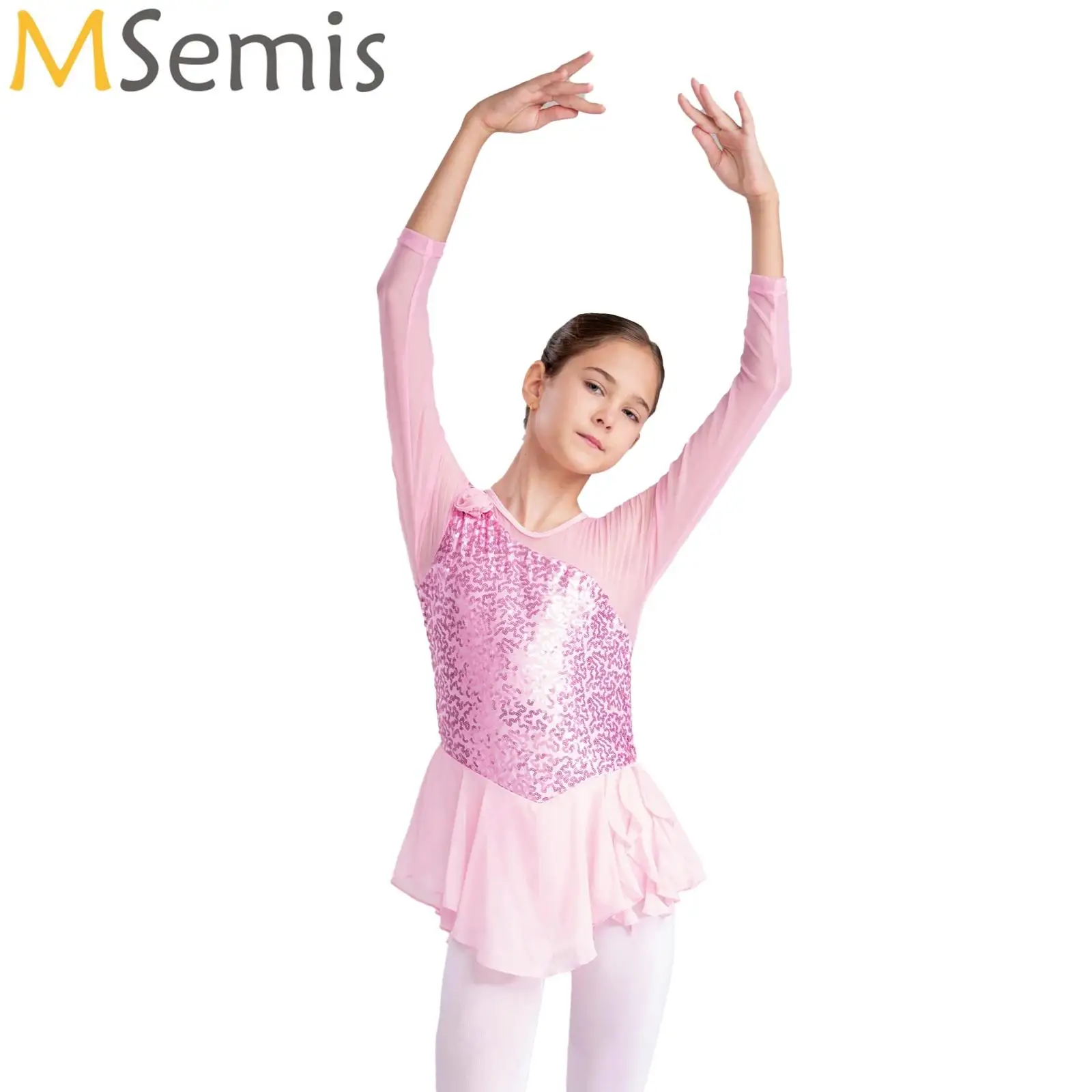 Girls Ballet Dance Leotard Tutu Dress Figure Skating Gymnastics Lyrical Performance Dancewear Costume Long Sleeve Shiny Dresses
Girls Ballet Dance Leotard Tutu Dress Figure Skating Gymnastics Lyrical Performance Dancewear Costume Long Sleeve Shiny Dresses