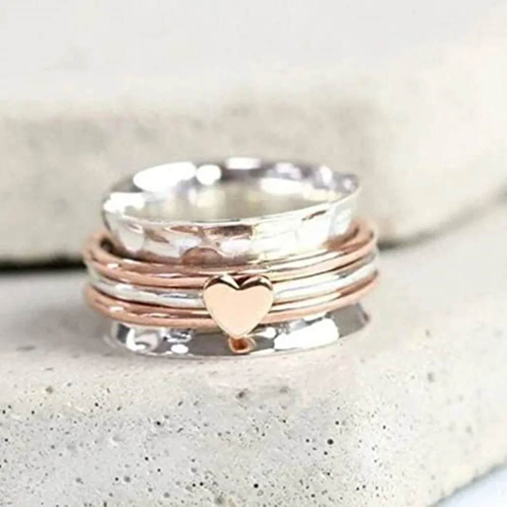 Heart Rotating Anxiety Relief Ring Vintage Plain Hammered Spinners Band Relief Anxiety Rings Love Ring Gifts for Women Jewelry
Heart Rotating Anxiety Relief Ring Vintage Plain Hammered Spinners Band Relief Anxiety Rings Love Ring Gifts for Women Jewelry