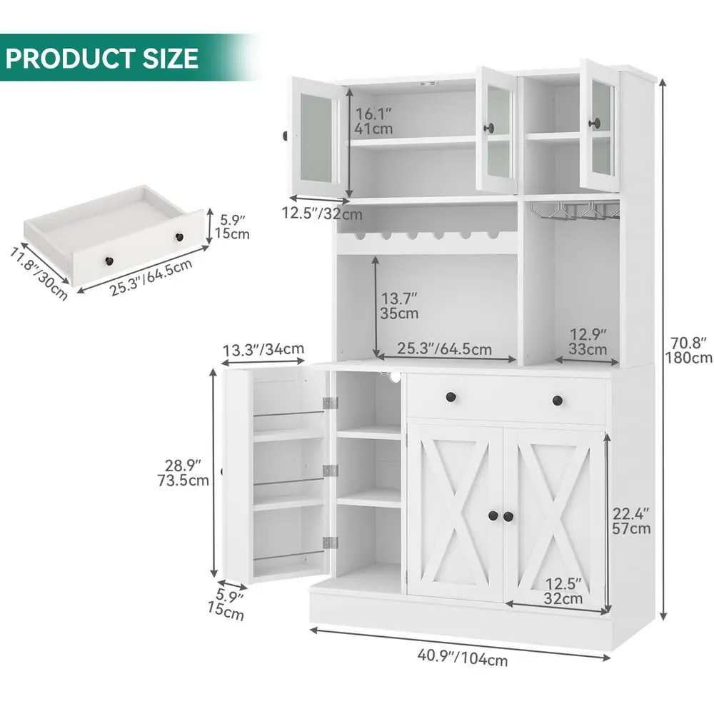 71H Kitchen Pantry Cabinet, Tall Cabinet with Drawer, Doors, Goblet Holder, Wine Rack amp Power Outlet for Kitchen, Living Room
71H Kitchen Pantry Cabinet, Tall Cabinet with Drawer, Doors, Goblet Holder, Wine Rack amp Power Outlet for Kitchen, Living Room