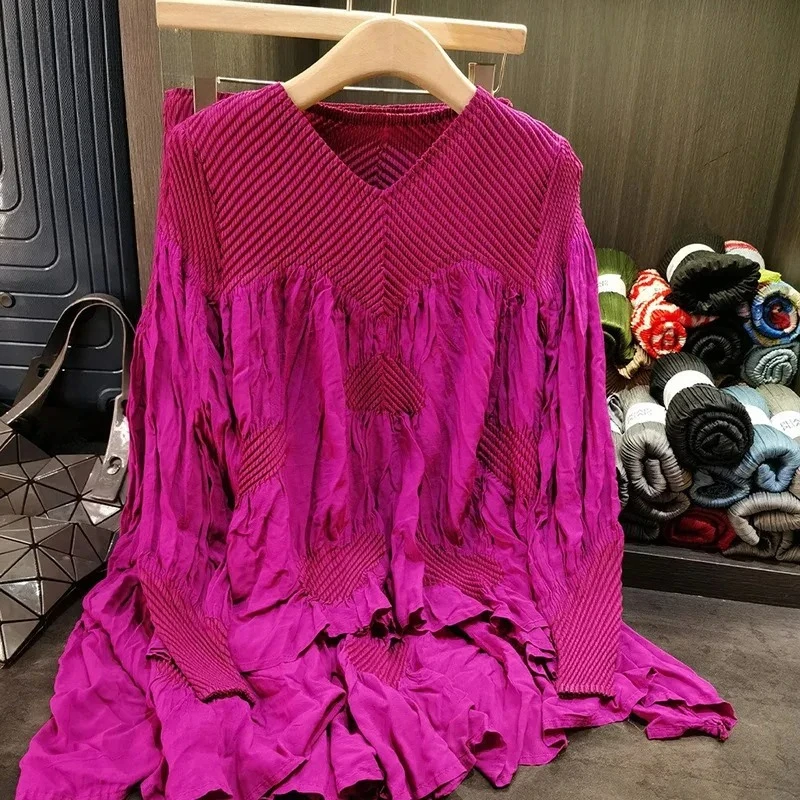 Womens Suit Elastic Waist Solid Colour Half-body Skirt Womens Suit 2025 Summer New Fashion Pleated Full Long Sleeve Loose Top
Womens Suit Elastic Waist Solid Colour Half-body Skirt Womens Suit 2025 Summer New Fashion Pleated Full Long Sleeve Loose Top