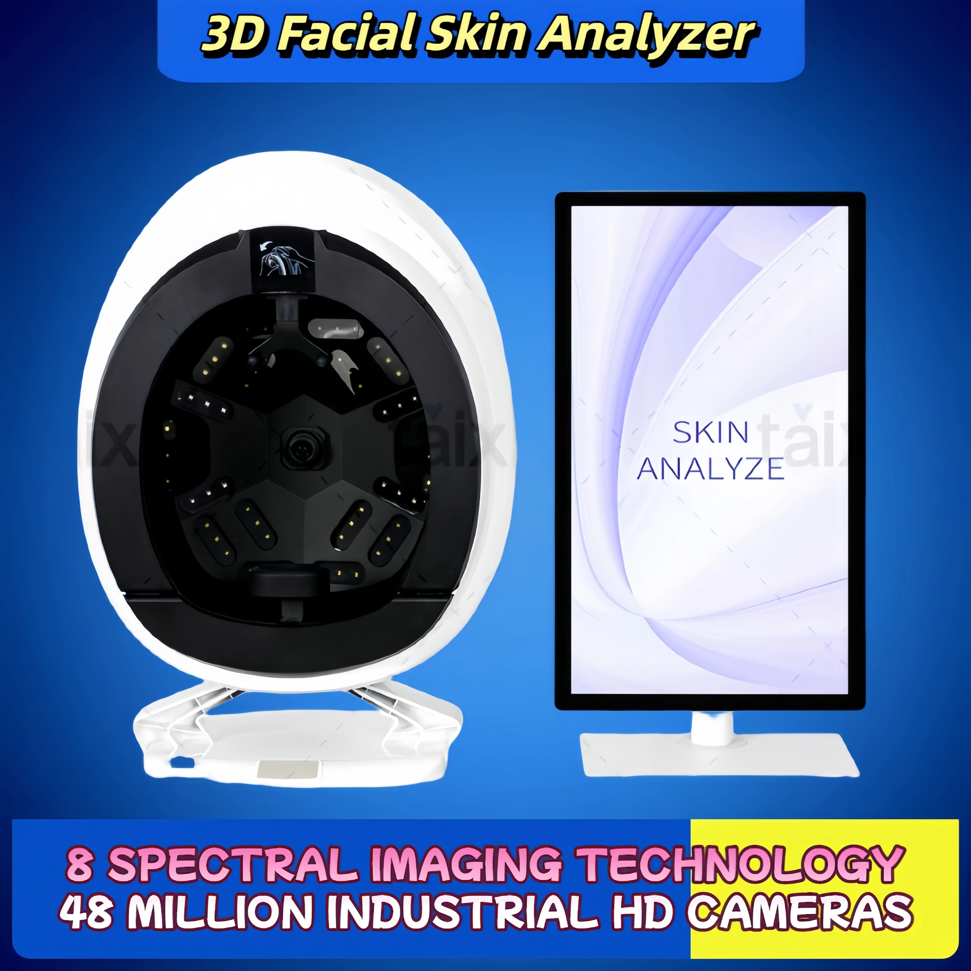 2025 Advanced 3D Skin Analyzer Machine 8 Spectral Imaging Facial Scanner Portable Skin Moisture Test Device For Spa Salon
2025 Advanced 3D Skin Analyzer Machine 8 Spectral Imaging Facial Scanner Portable Skin Moisture Test Device For Spa Salon
