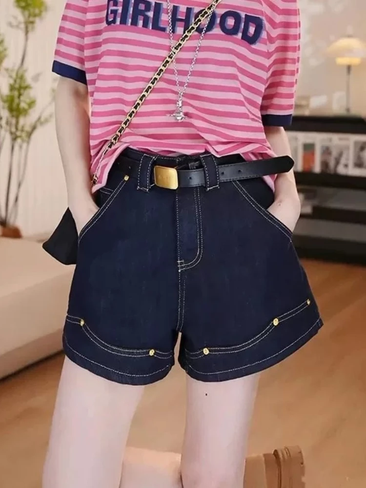 Denim Shorts Dark Blue Vintage Wide Leg Women Summer Lightweight Petite High Waist Loose As Slimming A Line Sexy Hot Pants
Denim Shorts Dark Blue Vintage Wide Leg Women Summer Lightweight Petite High Waist Loose As Slimming A Line Sexy Hot Pants