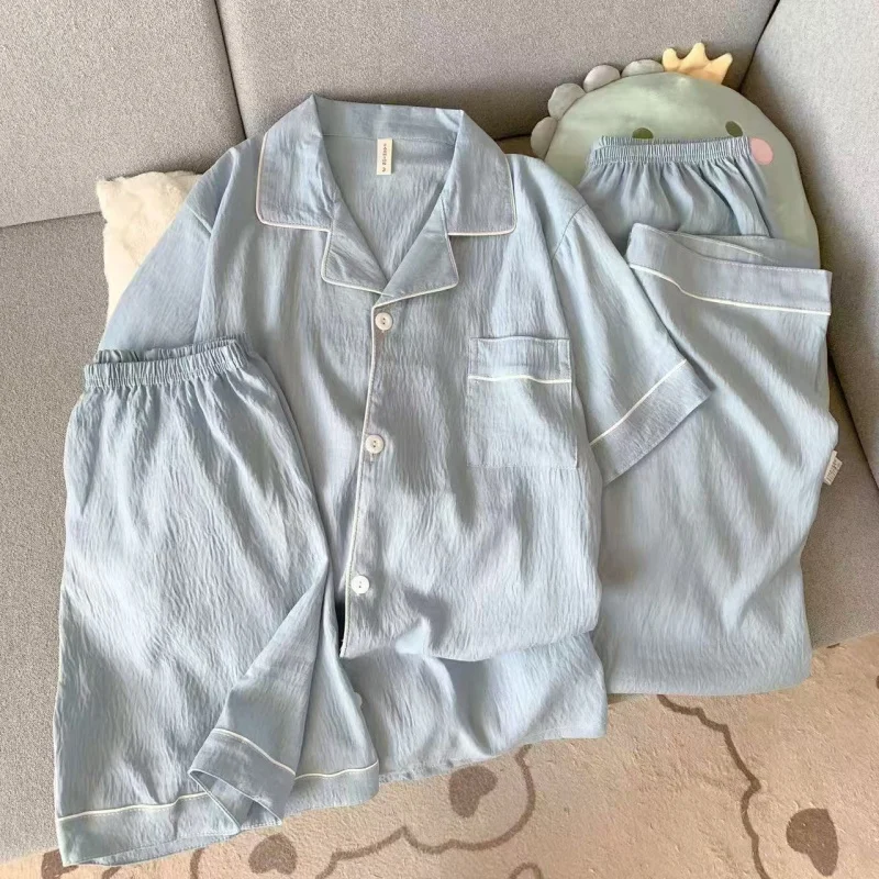 Men's three-piece spring/summer home wear pajamas - comfortable short-sleeved pants and shorts set that can be worn outside
Men's three-piece spring/summer home wear pajamas - comfortable short-sleeved pants and shorts set that can be worn outside