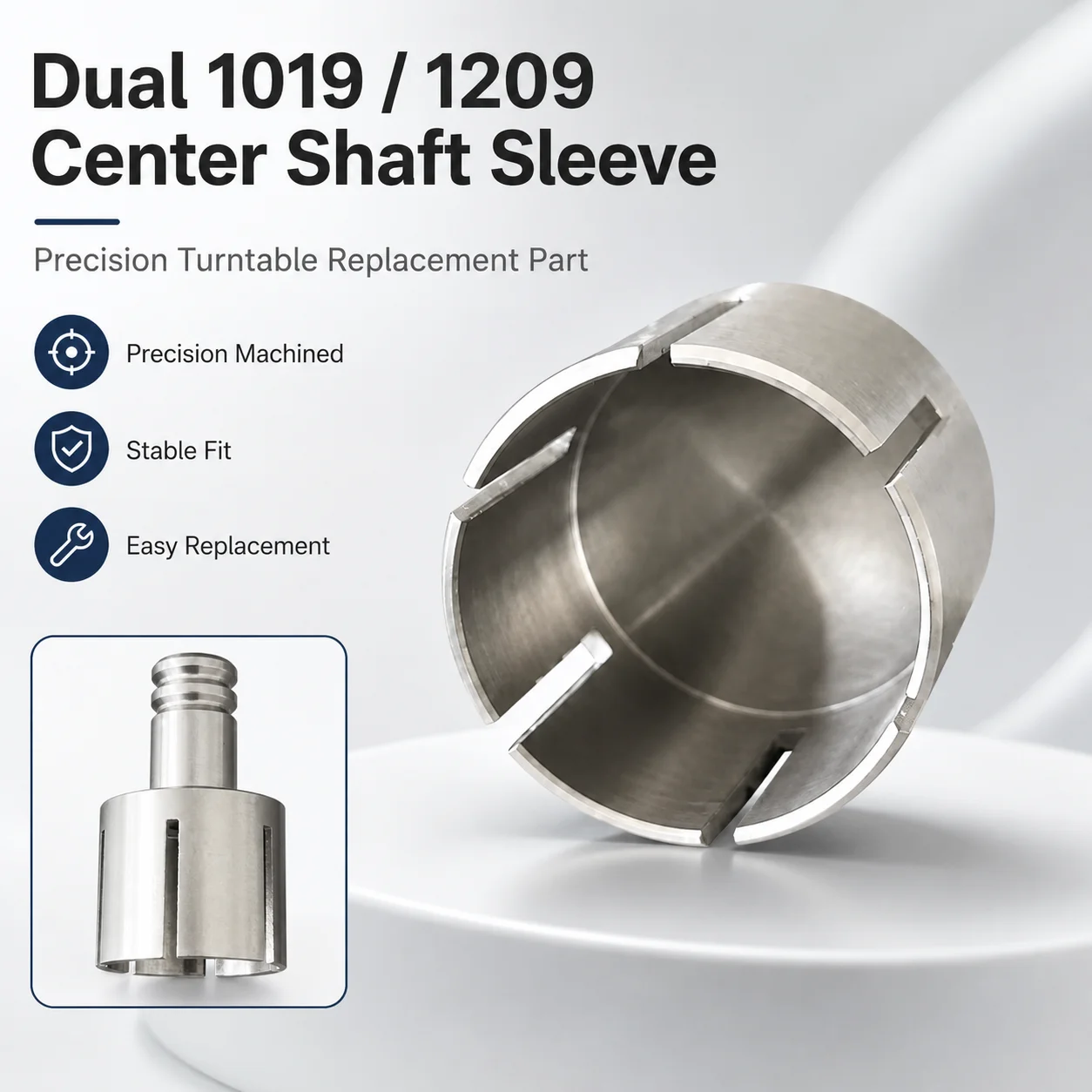 Stainless Steel Turntable Spindle Cap for Dual 1019 1209 Vinyl Record Player Center Shaft Replacement
Stainless Steel Turntable Spindle Cap for Dual 1019 1209 Vinyl Record Player Center Shaft Replacement