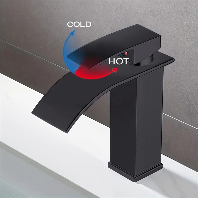 Matte Black Waterfall Bathroom Faucet | Single Hole Hot Cold Mixer Tap
Matte Black Waterfall Bathroom Faucet | Single Hole Hot Cold Mixer Tap