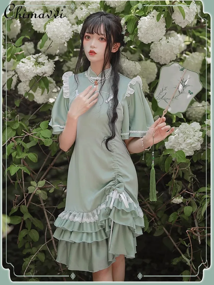 New Chinese-style Improved Cheongsam Dress for Women Summer New Sweet Girl Short-sleeved Slim Princess Elegant Lo Girl Dress
New Chinese-style Improved Cheongsam Dress for Women Summer New Sweet Girl Short-sleeved Slim Princess Elegant Lo Girl Dress