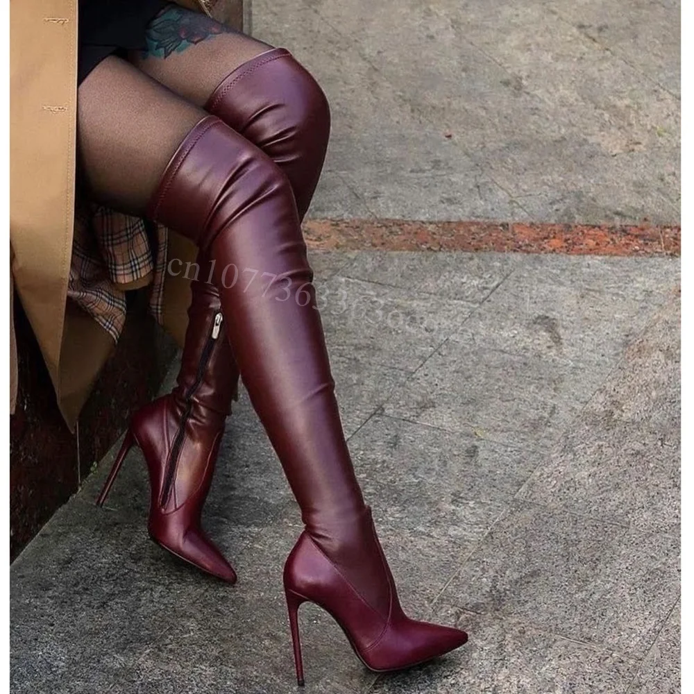 Red Wine Pointed Toe Boots Matte Leather over the Knee Shoes for Women Thin High Heels Fashion Shoes 2024 Zapatos Para Mujere
Red Wine Pointed Toe Boots Matte Leather over the Knee Shoes for Women Thin High Heels Fashion Shoes 2024 Zapatos Para Mujere