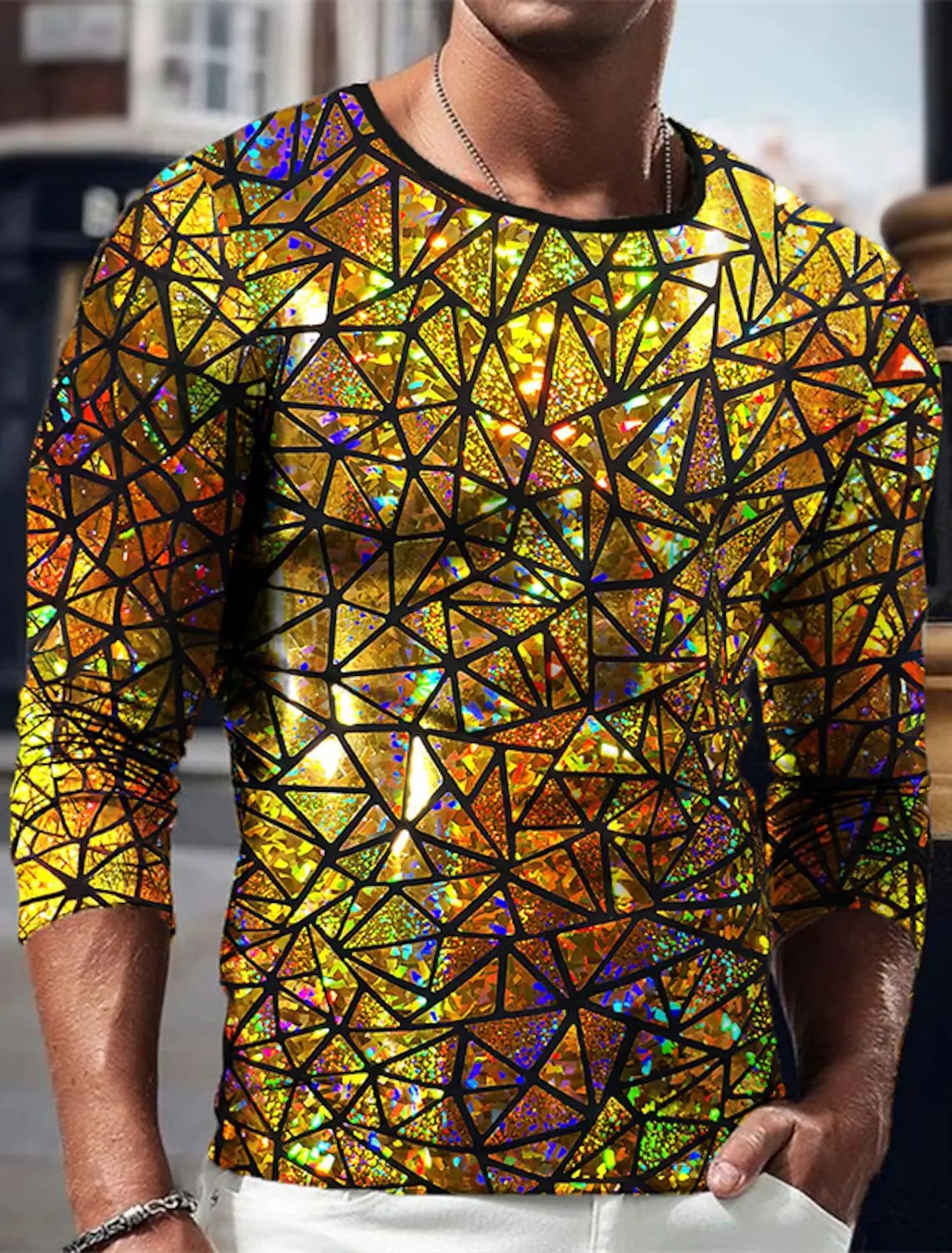 Fashion Spring And Autumn Shiny Men's Long Sleeve Top 3d Printing Creative Geometry T-Shirt Trend Round Neck High Quality Shirt
Fashion Spring And Autumn Shiny Men's Long Sleeve Top 3d Printing Creative Geometry T-Shirt Trend Round Neck High Quality Shirt