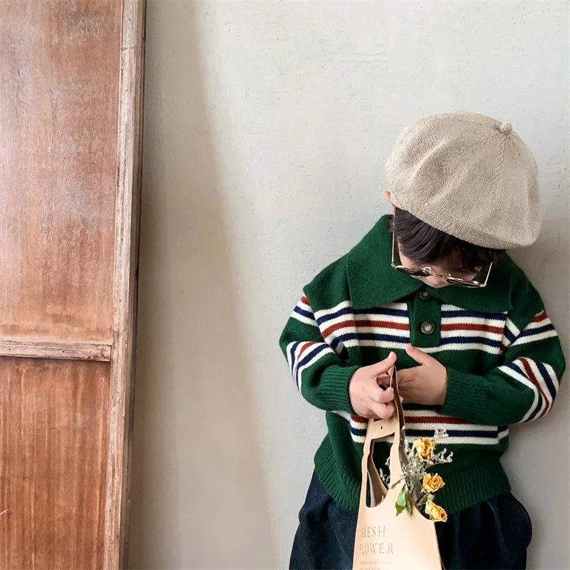 Children Autumn Winter Clothing 2023 New Baby Girls Striped Sweater Fashion Korean Style Boys Polo Neck Knitted Pullover Tops
Children Autumn Winter Clothing 2023 New Baby Girls Striped Sweater Fashion Korean Style Boys Polo Neck Knitted Pullover Tops