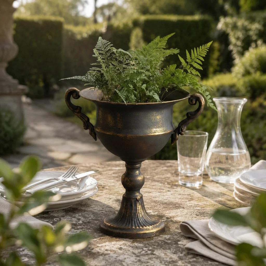 Pedestal Flower Vase Centerpiece Goblet Vase Vintage Metal Planter Photo Prop Metal Pedestal Planter Indoor and Outdoor Use
Pedestal Flower Vase Centerpiece Goblet Vase Vintage Metal Planter Photo Prop Metal Pedestal Planter Indoor and Outdoor Use