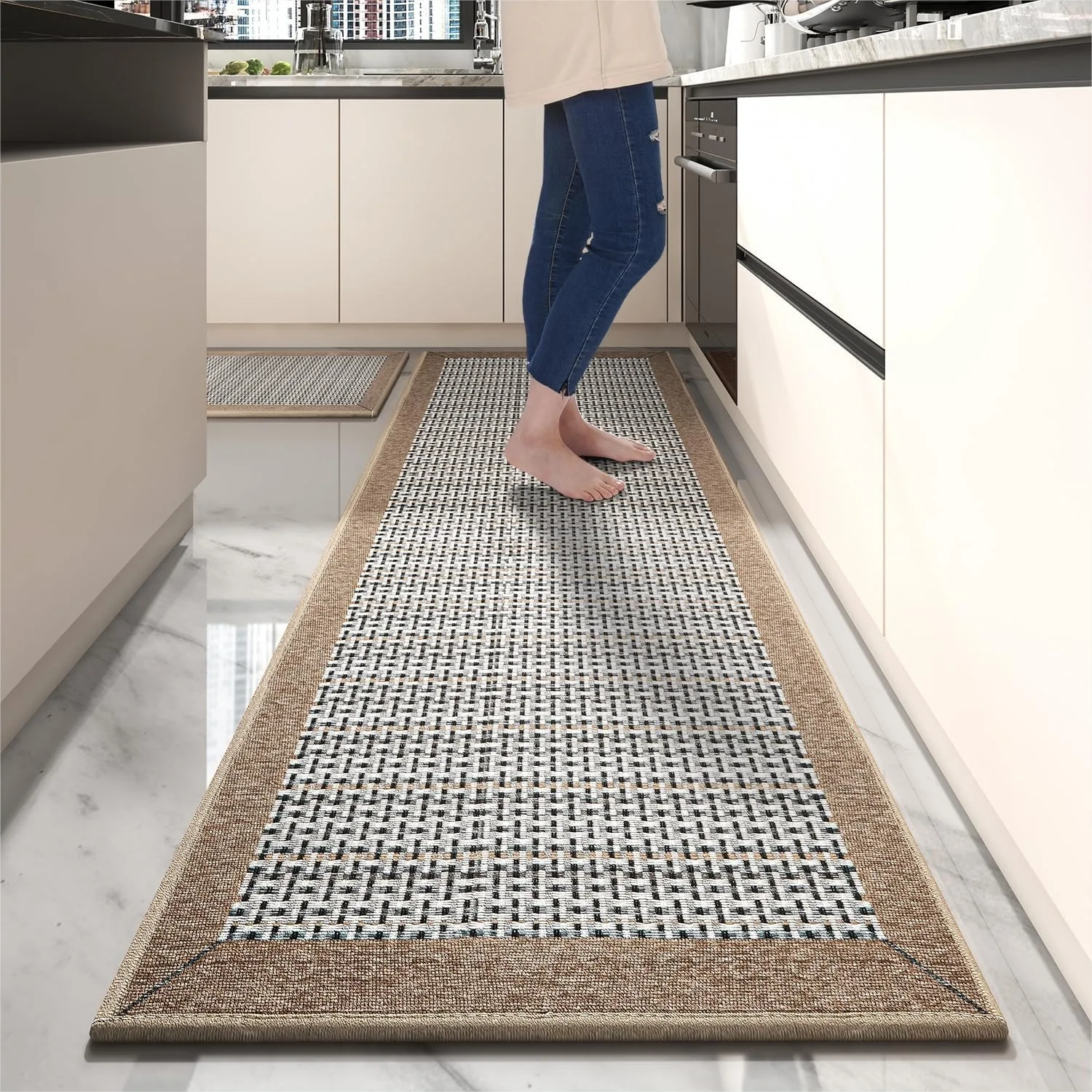 Non Slip Kitchen Rugs Set of 2 - 2.5x6 ft Runner and 20x32 in Mat for Floor, Washable Absorbent Rug for Sink Area, Brown
Non Slip Kitchen Rugs Set of 2 - 2.5x6 ft Runner and 20x32 in Mat for Floor, Washable Absorbent Rug for Sink Area, Brown