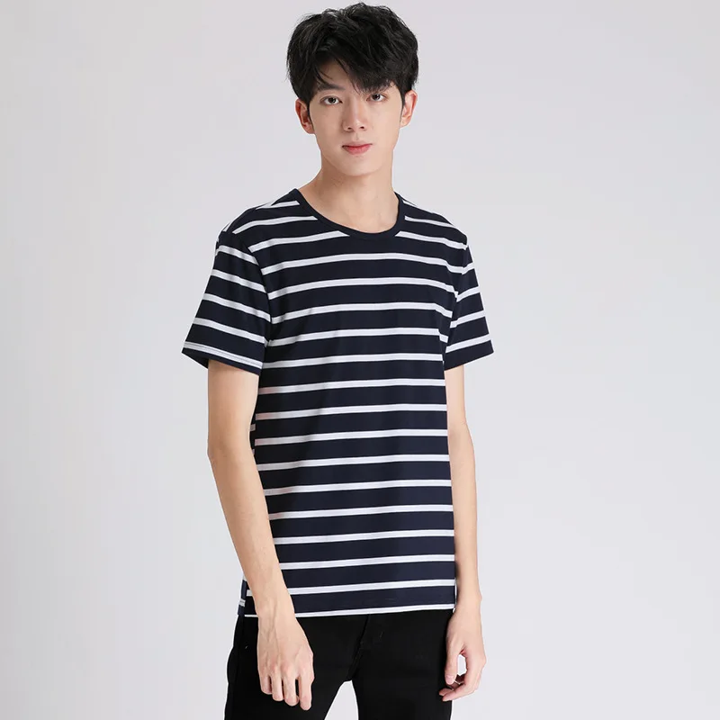 Loose Fit Men's Short Sleeve T-Shirt round Neck Black White Stripes Classic Korean Style Summer Fashionable Male Clothing
Loose Fit Men's Short Sleeve T-Shirt round Neck Black White Stripes Classic Korean Style Summer Fashionable Male Clothing