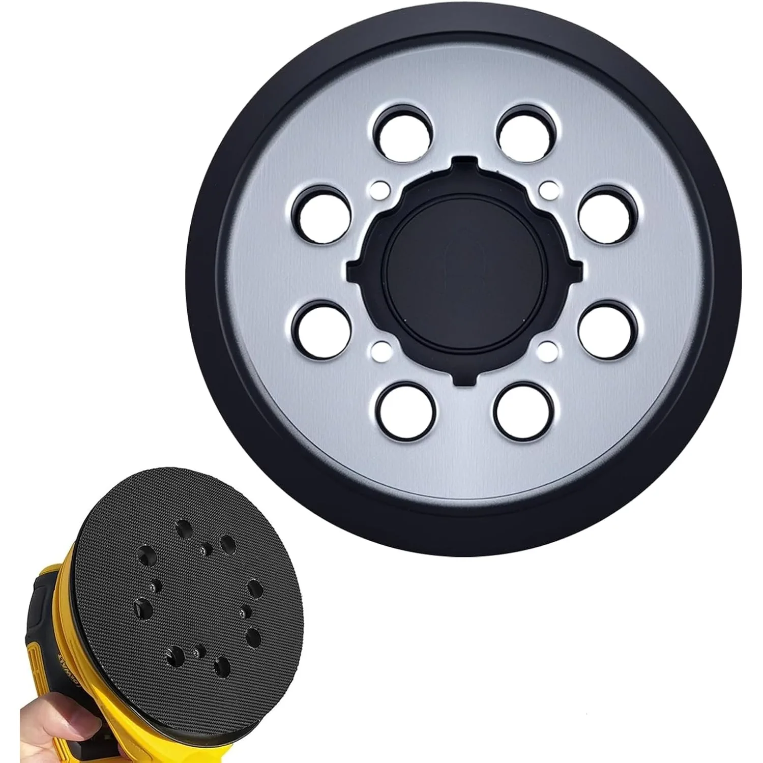 1 Pack 5" 8-Hole Hook & Loop Aluminum Pad for Dewalt DWE6421/6423/DCW210B/DWE64233/N329079
1 Pack 5" 8-Hole Hook & Loop Aluminum Pad for Dewalt DWE6421/6423/DCW210B/DWE64233/N329079