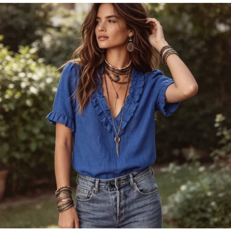 2026 Summer Cotton Blouse V Neck Loose Fit Wrinkle Shirt S-XL Purple Lightweight & Comfortable Ideal for Resort Holiday
2026 Summer Cotton Blouse V Neck Loose Fit Wrinkle Shirt S-XL Purple Lightweight & Comfortable Ideal for Resort Holiday