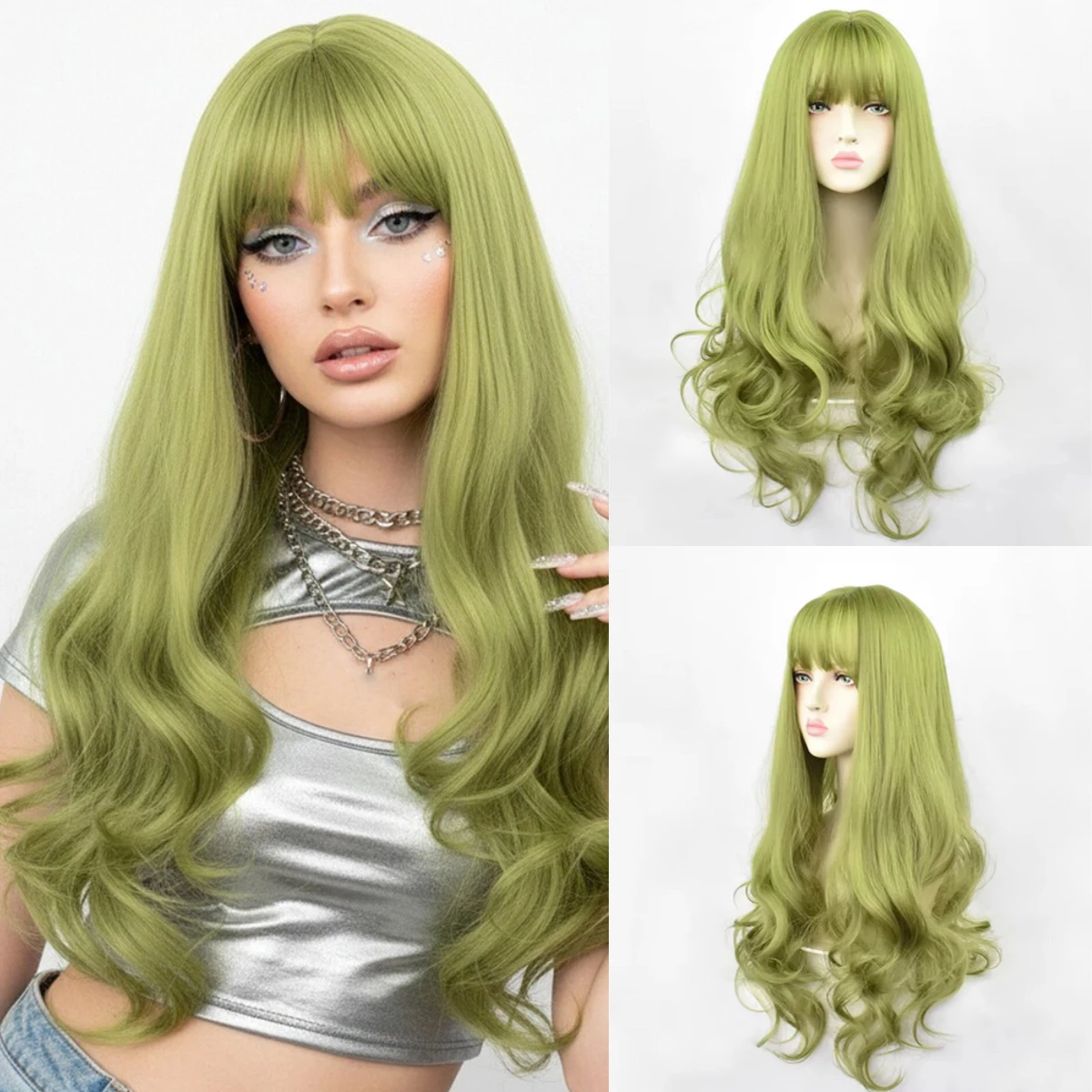 Synthetic Wigs Long Green Body Wavy Wig With Bangs For Women Cosplay Christmas Party Heat Resistant Fiber
Synthetic Wigs Long Green Body Wavy Wig With Bangs For Women Cosplay Christmas Party Heat Resistant Fiber