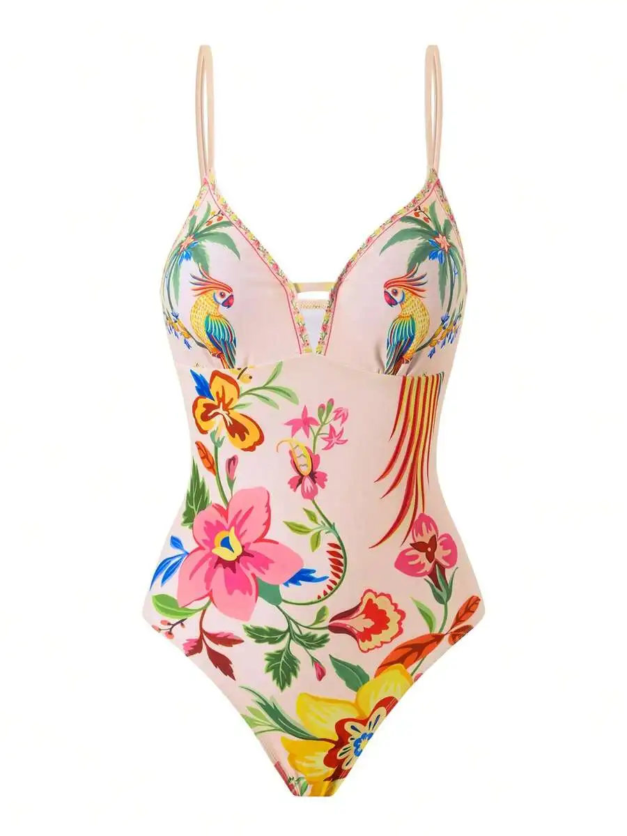 Bohemian Floral Print One-Piece Swimsuit For Women Spring Summer
Bohemian Floral Print One-Piece Swimsuit For Women Spring Summer