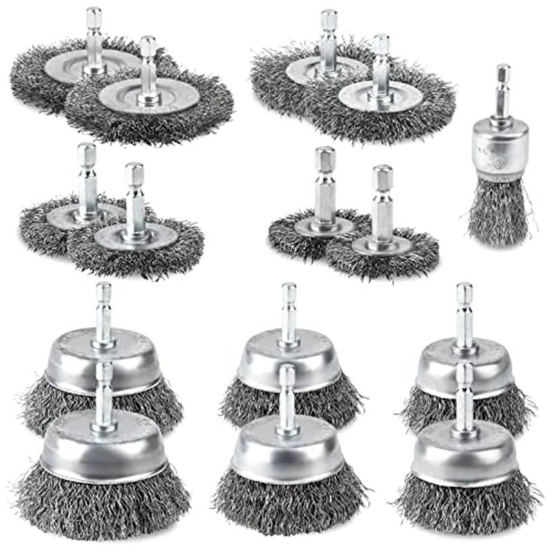 15 Pack Wire Brush Set Kit With 1/4 Inch Hex Shank, Wire Cup Brush For Drill, Mold Wire Brush For Drill Bit
15 Pack Wire Brush Set Kit With 1/4 Inch Hex Shank, Wire Cup Brush For Drill, Mold Wire Brush For Drill Bit