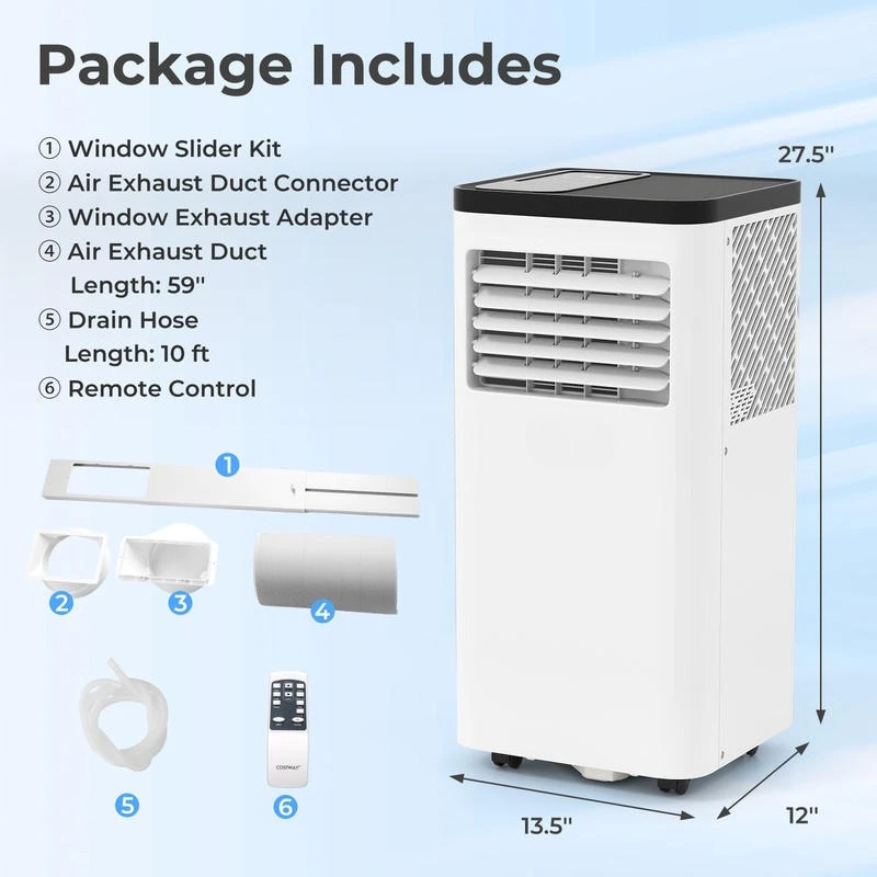 8000 BTU Portable Air Conditioner 3 in 1 Floor AC Unit Fan and Dehumidifier for Room
8000 BTU Portable Air Conditioner 3 in 1 Floor AC Unit Fan and Dehumidifier for Room