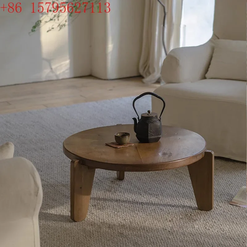 Round coffee table, tea table, solid wood living room, small apartment, round table, wabi-sabi wind furniture
Round coffee table, tea table, solid wood living room, small apartment, round table, wabi-sabi wind furniture