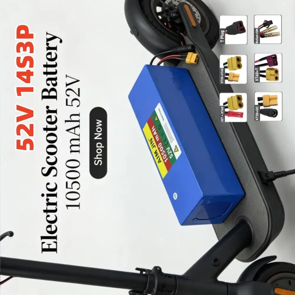 52V 10.5Ah 14S3P Lithium Battery Pack with Built-in BMS 18650 for 1500W Electronic Devices Charger Included
52V 10.5Ah 14S3P Lithium Battery Pack with Built-in BMS 18650 for 1500W Electronic Devices Charger Included