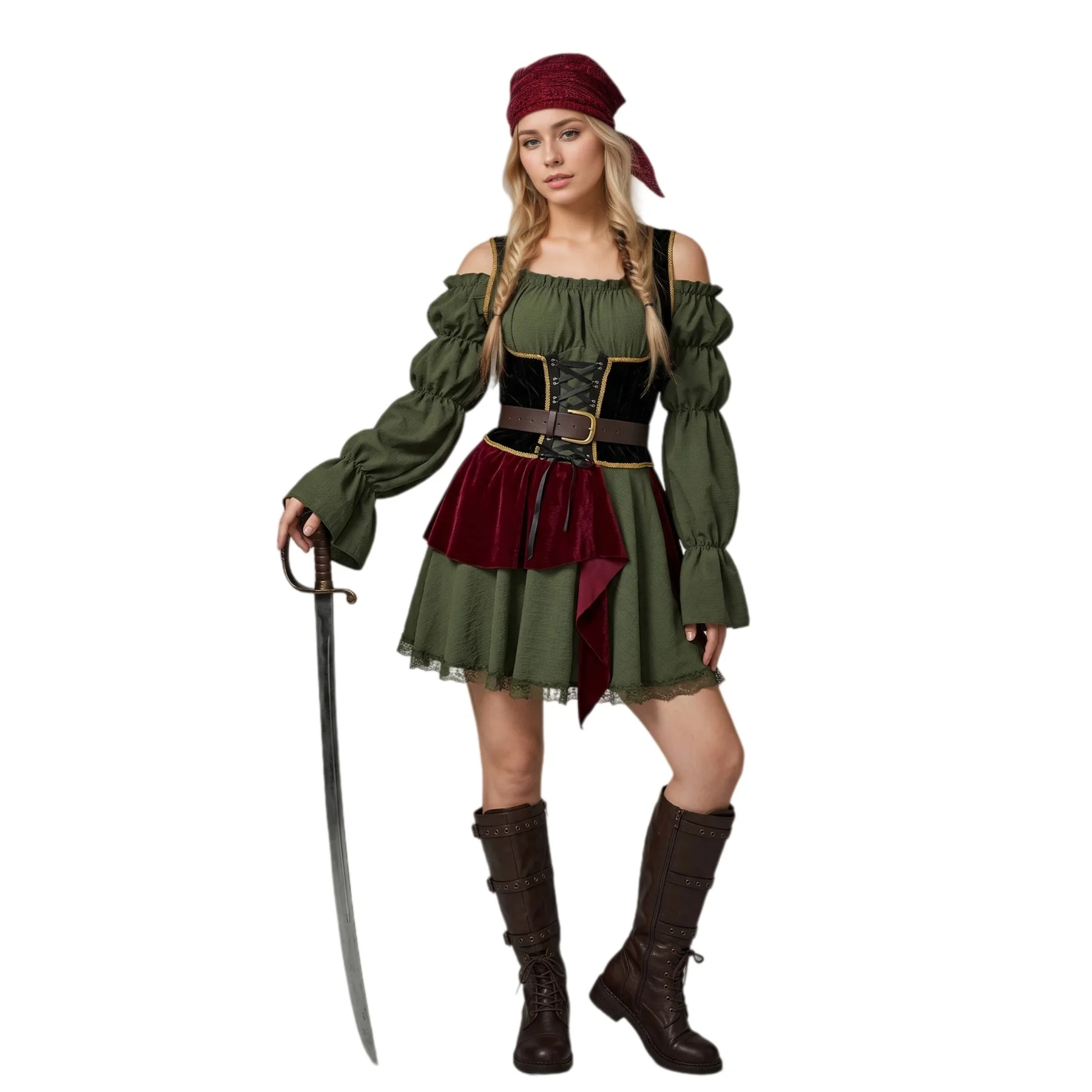 Women Vintage Pirate Dress - Halloween Cosplay Costume Medieval Renaissance Outfit Carnival Party Stage Performance Fancy Dress
Women Vintage Pirate Dress - Halloween Cosplay Costume Medieval Renaissance Outfit Carnival Party Stage Performance Fancy Dress