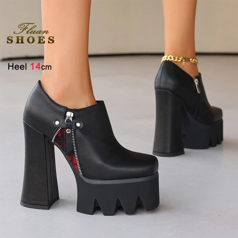 Весенне-осенние черные женские ботильоны на толстом каблуке 14 см, с квадратным носком, на молнии сбоку, с неглубоким вырезом, для ночного клуба
Весенне-осенние черные женские ботильоны на толстом каблуке 14 см, с квадратным носком, на молнии сбоку, с неглубоким вырезом, для ночного клуба
