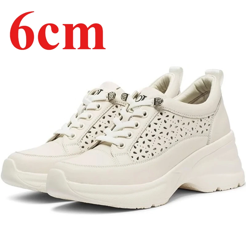 Ultra-light Comfortable Casual Shoes Women's 6cm Platform Height Increasing Shoes Genuine Leather Hollow Breathable Sports Shoes
Ultra-light Comfortable Casual Shoes Women's 6cm Platform Height Increasing Shoes Genuine Leather Hollow Breathable Sports Shoes
