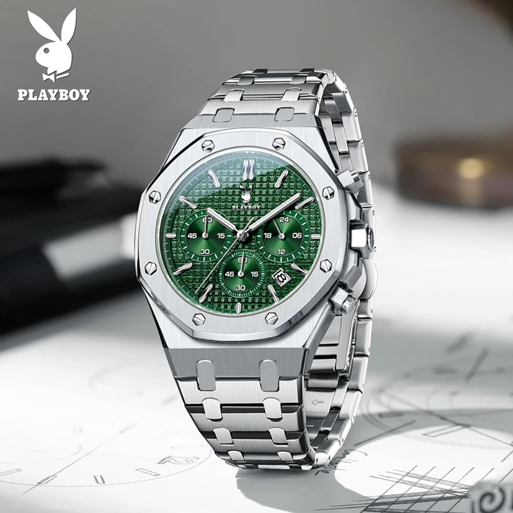 Мужские часы PLAYBOY 3526, многофункциональные кварцевые наручные часы, водонепроницаемые светящиеся часы из нержавеющей стали для мужчин, оригинальные роскошные часы
Мужские часы PLAYBOY 3526, многофункциональные кварцевые наручные часы, водонепроницаемые светящиеся часы из нержавеющей стали для мужчин, оригинальные роскошные часы