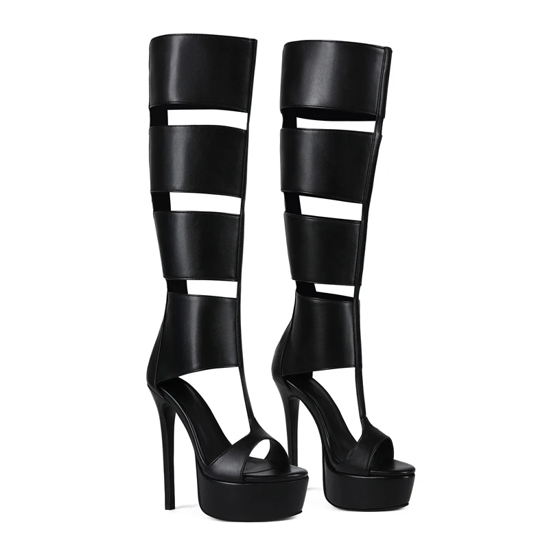 Fashion Woman Platform Four Thick T- Straps Summer Sandals Boots Stiletto High Heel Hollow Women Sexy Cutout Knee Boots
Fashion Woman Platform Four Thick T- Straps Summer Sandals Boots Stiletto High Heel Hollow Women Sexy Cutout Knee Boots