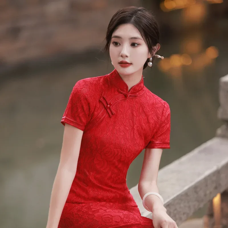 Yourqipao летнее платье Cheongsam для тостов, обручальное платье для невесты, винно-красное кружево Qipao, свадебное платье в китайском стиле для женщин
Yourqipao летнее платье Cheongsam для тостов, обручальное платье для невесты, винно-красное кружево Qipao, свадебное платье в китайском стиле для женщин