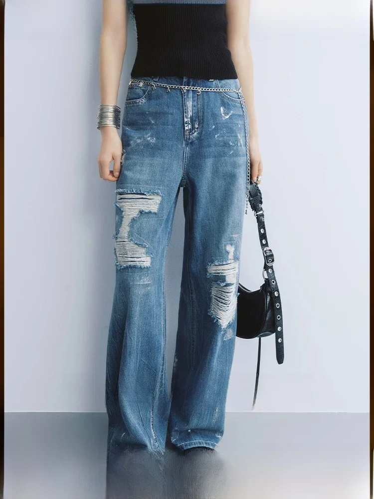 Meiyang Music Festival Denim Jeans Straight Leg Hole Punching Casual High Waist Long Pants Blue Color for Women
Meiyang Music Festival Denim Jeans Straight Leg Hole Punching Casual High Waist Long Pants Blue Color for Women