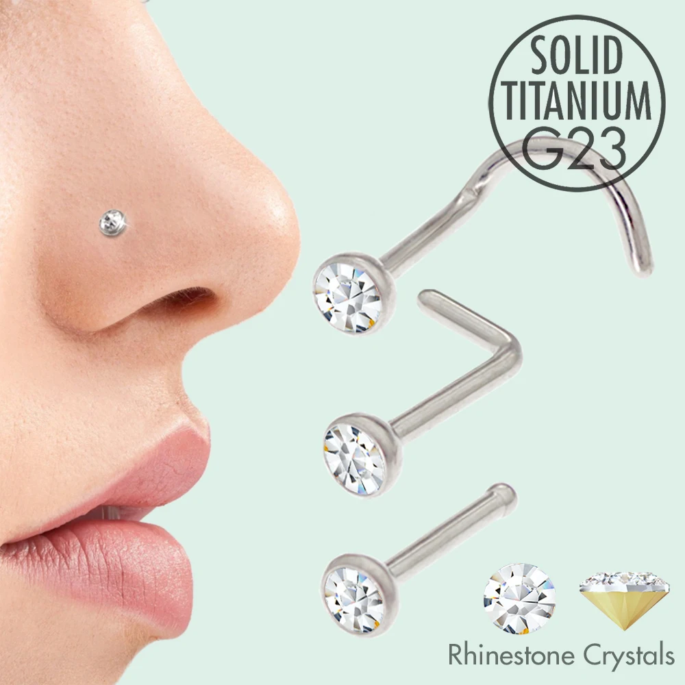 5Pcs Titanuim Nose Piercing Stud Ring with Rhinestone for Women and Men Nostril Jewelry High Quality 0.8mm 1.0mm G23 ASTM F136
5Pcs Titanuim Nose Piercing Stud Ring with Rhinestone for Women and Men Nostril Jewelry High Quality 0.8mm 1.0mm G23 ASTM F136