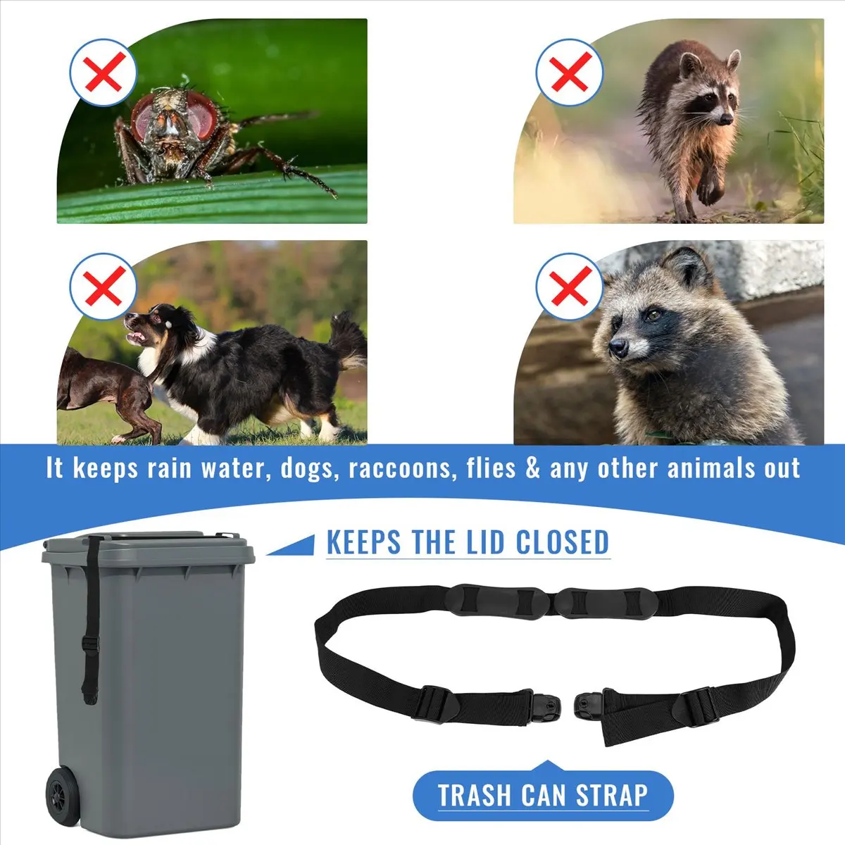 AT54 Bin Strap Garbage Lock Trash Can Lid Strap Garbage Can Security System