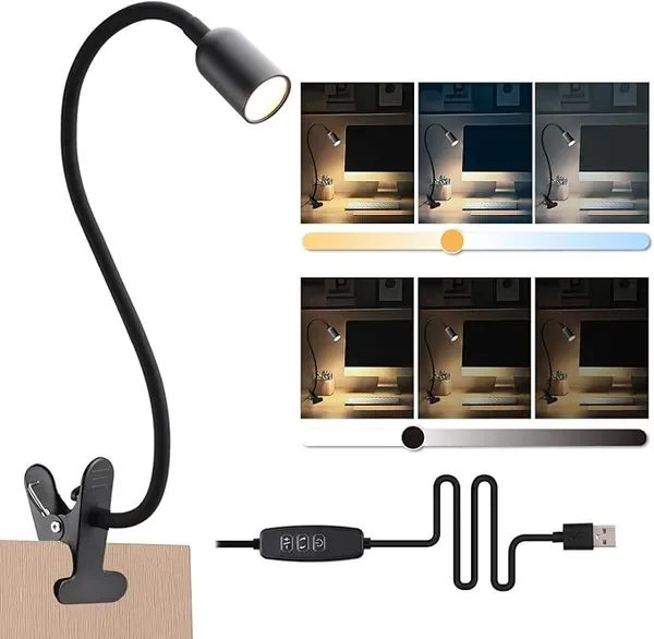 Dimmer LED Bed Headboard Light with Flexible Neck, Adjustable Color Temp (3000/4000/6000K), USB-Powered Clip-On Book Light
Dimmer LED Bed Headboard Light with Flexible Neck, Adjustable Color Temp (3000/4000/6000K), USB-Powered Clip-On Book Light