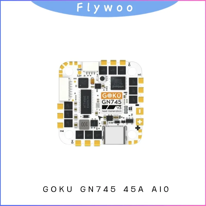 Flywoo GOKU GN745 V3 AIO Flight Controller, 45A AM32 4in1 ESC 2-6S, Type-C Plug & Play for FPV Racing Drone Builds
Flywoo GOKU GN745 V3 AIO Flight Controller, 45A AM32 4in1 ESC 2-6S, Type-C Plug & Play for FPV Racing Drone Builds