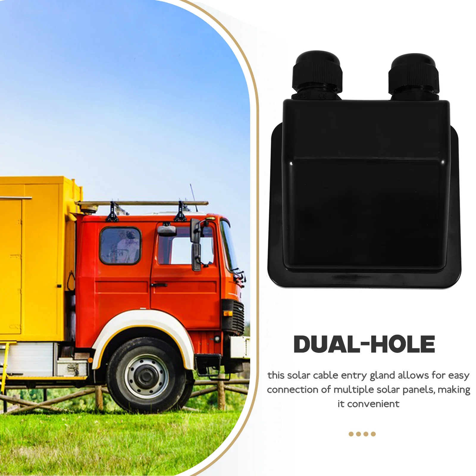 Dual Hole Solar Cable Entry Gland Box Sturdy Splashproof Junction Box for Solar Panel System Expansion and Rv Roof Wiring
Dual Hole Solar Cable Entry Gland Box Sturdy Splashproof Junction Box for Solar Panel System Expansion and Rv Roof Wiring