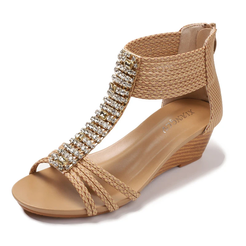 2026New women's summer sandals for outdoor wear, bohemian ethnic style, rhinestone anti-slip Roman shoes
2026New women's summer sandals for outdoor wear, bohemian ethnic style, rhinestone anti-slip Roman shoes