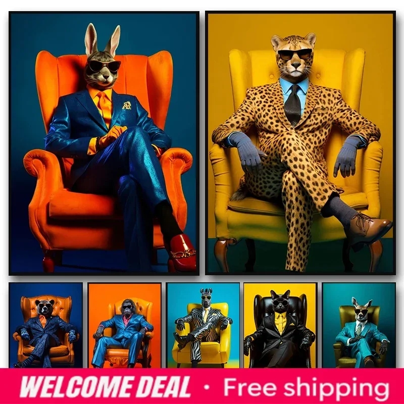 2026 Funny Elegant Animals Cool Cheetah Gorilla Zebra with Suit Pop Wall Art Poster Print Diamond Painting for Living Room Hom
2026 Funny Elegant Animals Cool Cheetah Gorilla Zebra with Suit Pop Wall Art Poster Print Diamond Painting for Living Room Hom
