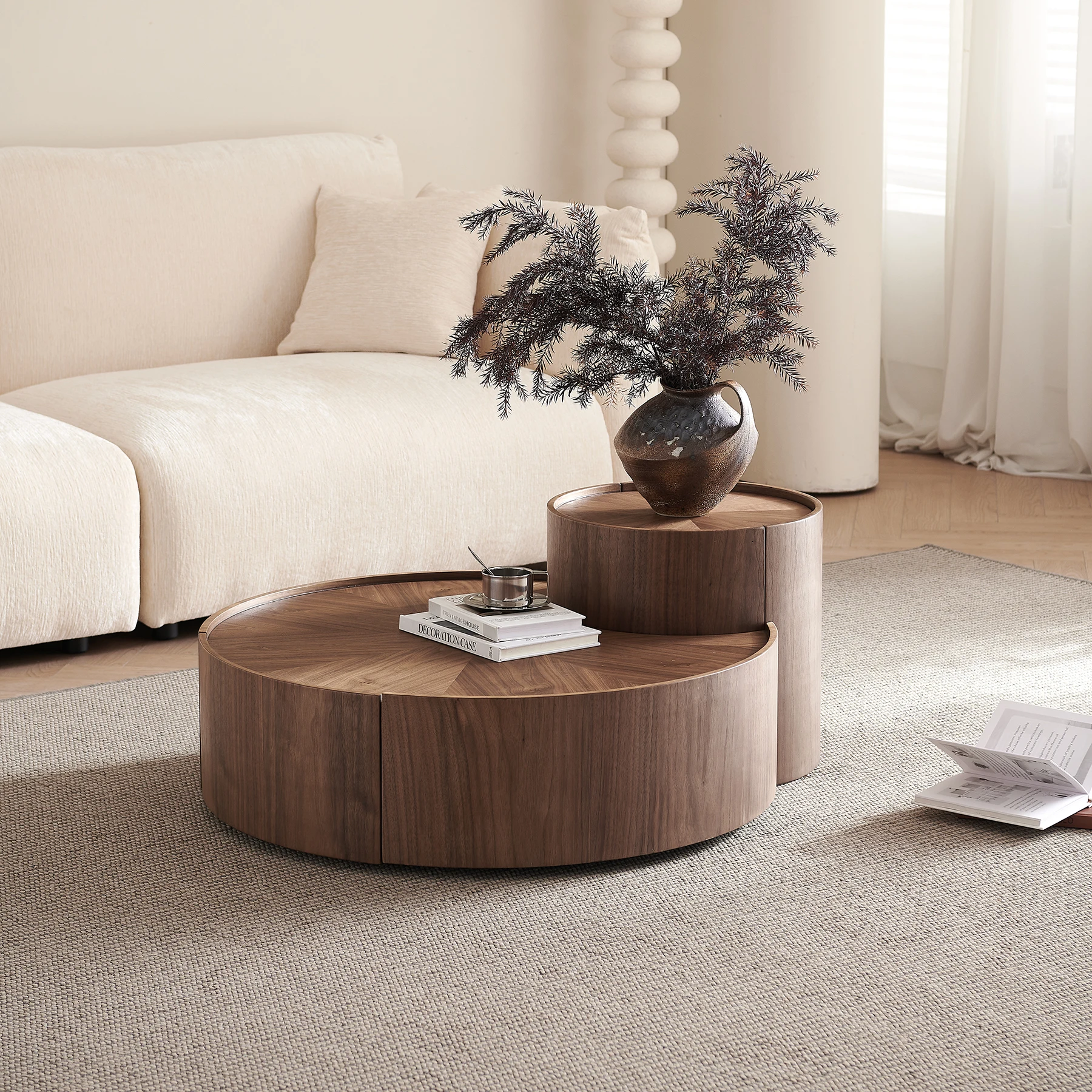 French light luxury round walnut solid wood coffee table combination living room home designer creative high-end
French light luxury round walnut solid wood coffee table combination living room home designer creative high-end