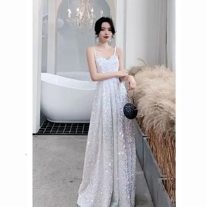 Evening Gown Sequin Mid-Length Dress Fashionable New Bride Engagement Banquet Small Dress Skirt Women Super Fairy Tale
Evening Gown Sequin Mid-Length Dress Fashionable New Bride Engagement Banquet Small Dress Skirt Women Super Fairy Tale