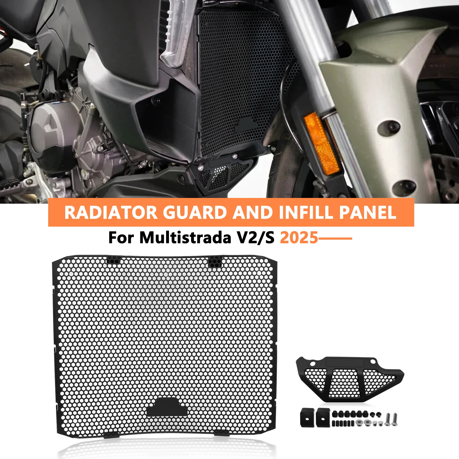 Защитная крышка резервуара для воды мотоцикла, охлаждающая сетка резервуара для воды, защитная сетка радиатора для Ducati Multistrada V2 V2S 2025-
Защитная крышка резервуара для воды мотоцикла, охлаждающая сетка резервуара для воды, защитная сетка радиатора для Ducati Multistrada V2 V2S 2025-