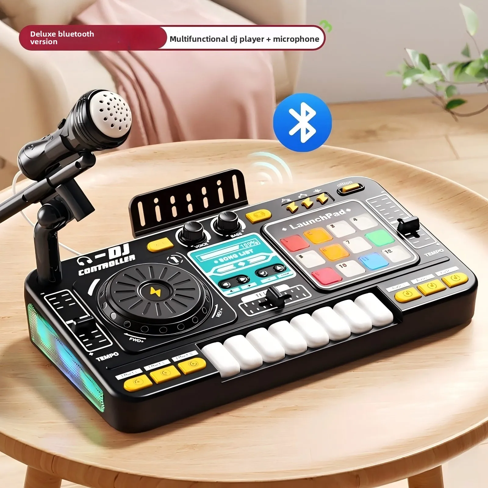Kid DJ Mixer with Microphone Electronic Piano Keyboard Bluetooth DJ Turntable Controller Musical Instrument Kid Christmas Gift
Kid DJ Mixer with Microphone Electronic Piano Keyboard Bluetooth DJ Turntable Controller Musical Instrument Kid Christmas Gift