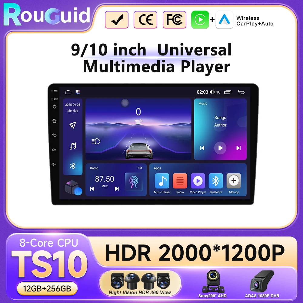 Android 16 2 Din Car Radio Carplay Android Auto 9 10 Inch Universal Multimedia Player DSP AM RDS AHD GPS WIFI Auto radio 8 Core
Android 16 2 Din Car Radio Carplay Android Auto 9 10 Inch Universal Multimedia Player DSP AM RDS AHD GPS WIFI Auto radio 8 Core