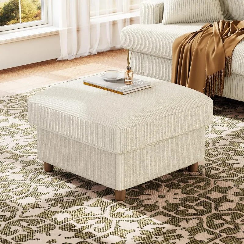 Beige Corduroy Storage Ottoman, 25" Large Living Room Ottoman, Tool-Free Setup Ottomans with Storage, Solid Wood Coffee
Beige Corduroy Storage Ottoman, 25" Large Living Room Ottoman, Tool-Free Setup Ottomans with Storage, Solid Wood Coffee